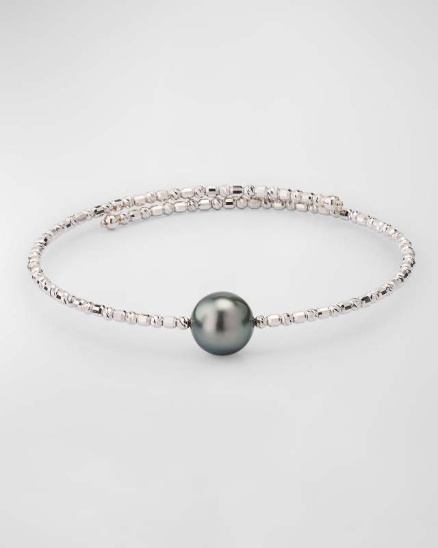 18K White Gold Tahitian Pearl Wrap Bracelet